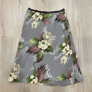 Vintage Y2K Loco Lindo taupe Hawaiian floral midi skirt size Medium
